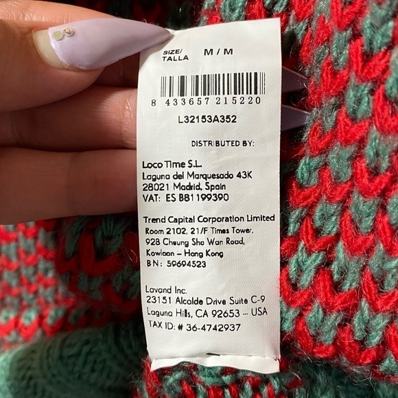 Lavand knit red and green sweater dress size M - Picture 7 of 8